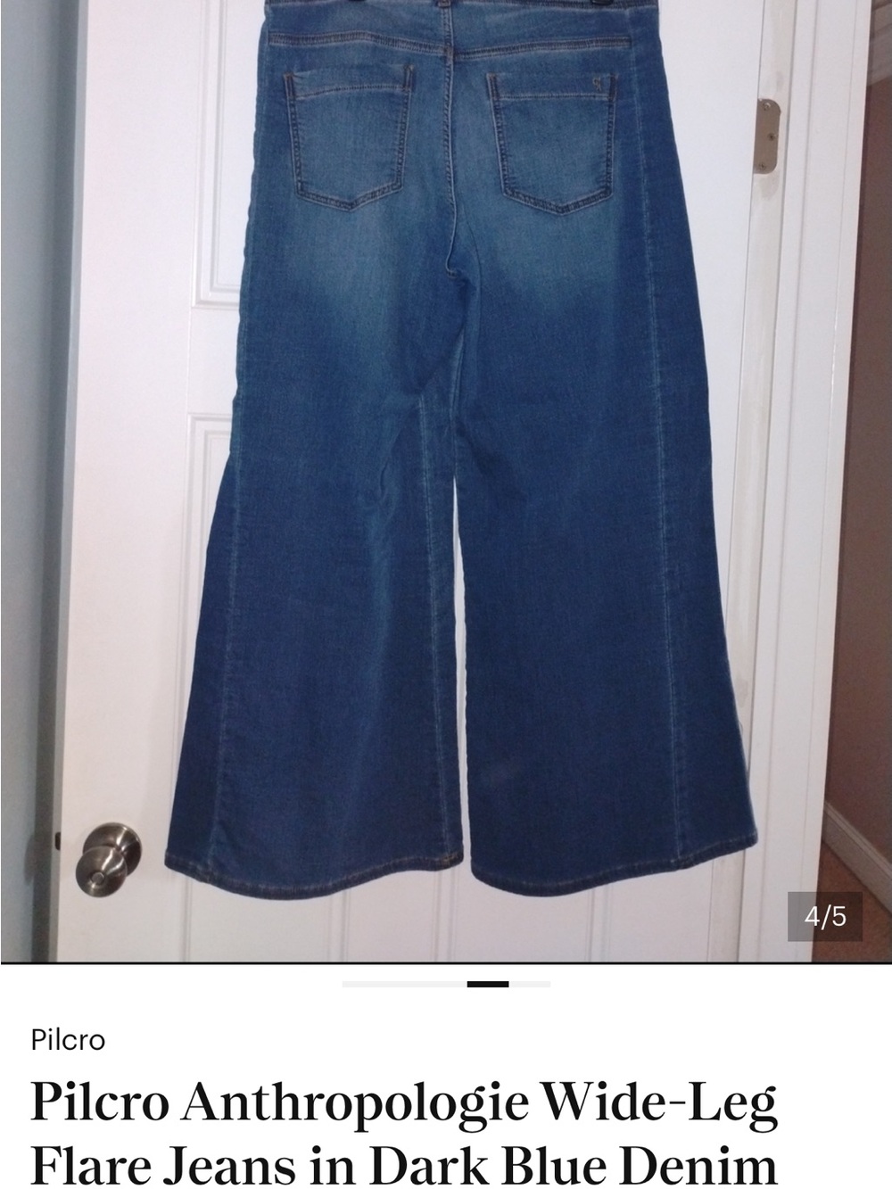 Pilcro Anthropologie High Rise Wide Leg Flare Jeans Dark Wash Size 30 - Picture 5 of 8
